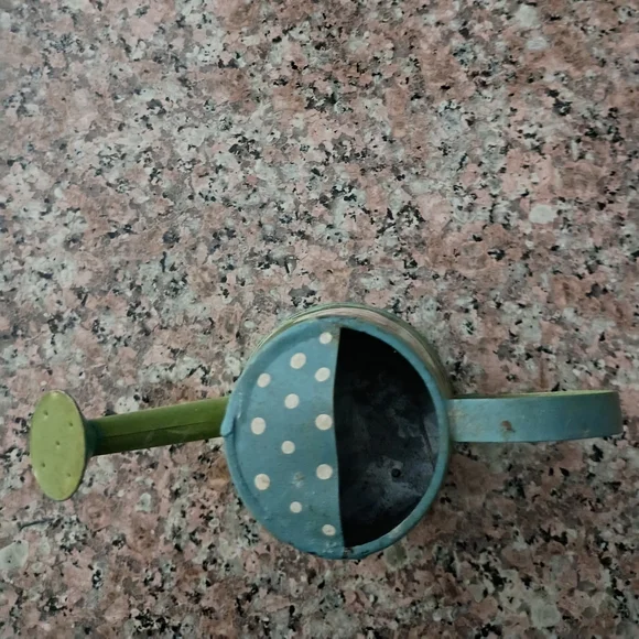 Vintage Ganz Miniature Green Hand-painted Floral Watering Can, 4" Tall - Picture 3 of 5